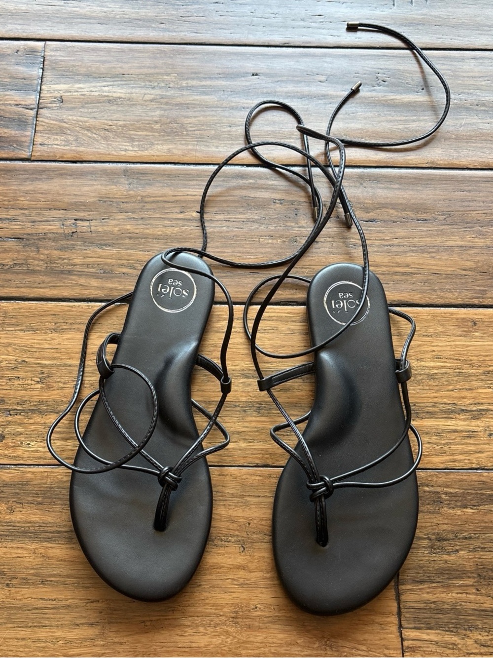 Black Soléi Sea Tie Up Sandals